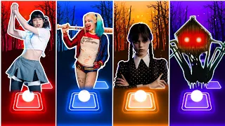 Super Shy vs Harley Quinn Lady Gaga Bad Romance vs Wednesday Addams Bloody Mary vs Spider House Head