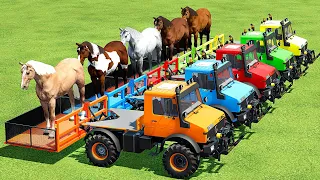 TRANSPORTING HORSES WITH MINI TRUCKS & MERCEDES TRUCKS - Farming Simulator 22