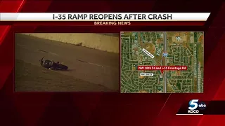 Motorcyclist taken to hospital after crashing into wall at I-35 exit in Moore