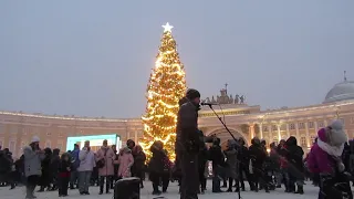 Метель на Дворцовой площади. Музыкант - Константин Колмаков.