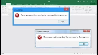 MS Excel: How to Fix There was a problem sending the command to the Program