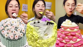 ASMR🍰Eating Yellow Thick Cream Cake🍰 (soft and waxy sound)  크림 케ց 먹방 MUKBANG Satisfaction