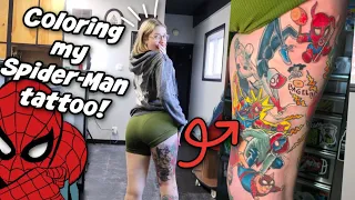 Coloring My Spider-Man Tattoo!🕸TATTOO VLOG