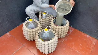 DIY Egg Tray Ideas / Make a unique flower pot from an egg tray and cement / DIY flower pot at home