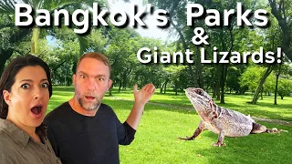 BANGKOK Parks have HUGE LIZARDS!  Benchakitti and Lumphini Park Walking Tour