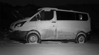 van camping in snow storm, van life alone,winter car camping| ASMR |no talking