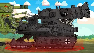 Rubbish monster wants to eat. Cartoon about tanks