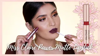 Miss Claire Power Matte Liquid Lipstick Review & Swatches | With & Without Makeup | Shreya Jain