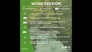 Provo City Council Work Meeting | July 12, 2022