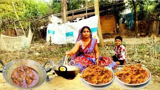 rural village people cooking chicken curry/chicken gravy/jangli food/village cooking