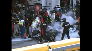 2005 F1 Japanese GP - Christijan Albers pit stop fire