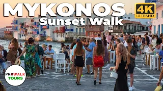 A Mykonos Sunset - 4K Walking Tour