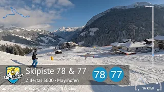 Skiing Mayrhofen - Ski Slope 78 & 77 - Lattenalm & Valley Descent | Zillertal 3000 | With GPS Stats