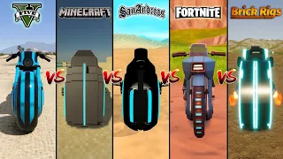 GTA 5 Tron Bike vs Minecraft Tron Bike vs Fortnite Tron Bike vs GTA SA vs Brick Rigs - WHICH IS BEST