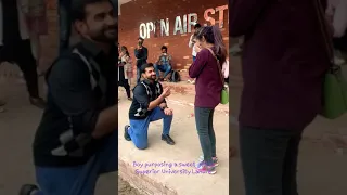 Boy purposing a sweet girl in Superior University Lahore..