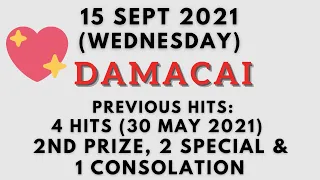 Foddy Nujum Prediction for DaMaCai - 15 September 2021 (Wednesday)