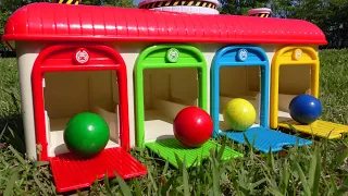 Marble run ☆ Playing ball in the 4-color garage omnibus