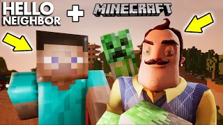 Hello Neighbor and Minecraft TEAMED UP!!! | Hello Neighbor + Minecraft Crossover (Mods)