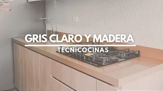 Cocina gris claro y madera ¡una excelente alternativa!  | Tecnicocinas