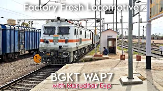 Jodhpur Varanasi Marudhar Exp with Factory Fresh Bhagat ki Kothi WAP7 37652 Arriving Bandikui Jn.