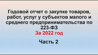 Формирование отчёта СМСП по Закону № 223-ФЗ в 2023 г. за 2022 год. 2 часть