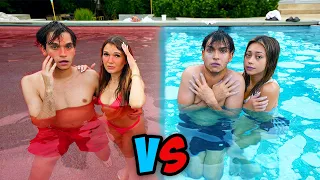 HOT vs COLD Couple Pool Challenge!