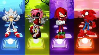 Hyper Sonic 🆚 Amy Exe Sonic 🆚 Spiderman Sonic 🆚 Knuckles Exe Sonic | Sonic Edm Rush Tiles Hop