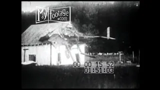 1920s Stunt Airplane Crashes Into Barn (Silent)