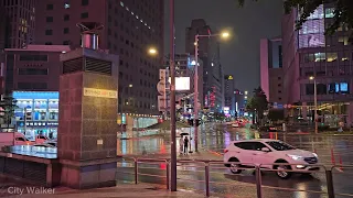 A night walk in the rain around Myeongdong in Seoul, Korea. 한국 서울 명동 주변 빗속의 밤산책.