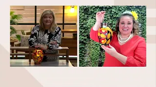 Marigold Painted Floral Metal Solar Lantern on QVC