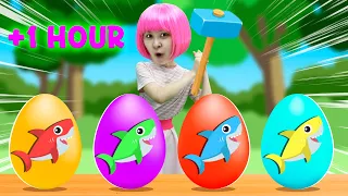 Surprise Eggs Baby Shark + MORE | 1 Hour Of Songs For Kids