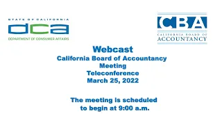 California Board of Accountancy  Meeting - March 25, 2022