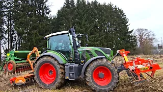 Fendt 516 Vario mit HASSIA DK 300 & Sterntiller von Rau bei Gerstensaat 2024