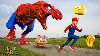 Super Mario Dinosaur : Realistic T-rex Dinosaur | Spinosaurus VS T-REX |Super Mario in Jurassic Park