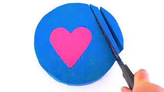 Satisfying Video | How To Make Kinetic Sand Rainbow Heart Cutting ASMR