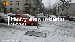 [4K60] walking street in snow Berlin. Germany  01/ 03 2021