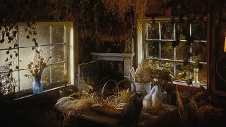 Staying at the Good Witch's Cabin in the Autumn Forest | ASMR Ambience (musicless) Cats & Herbs