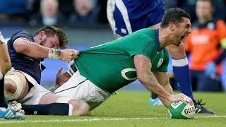 Excellent Rob Kearney Try - Ireland v Scotland 2nd February 2014