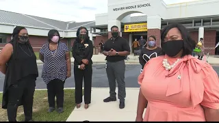 Weaver Middle School celebrates exceptional students with drive-thru parade