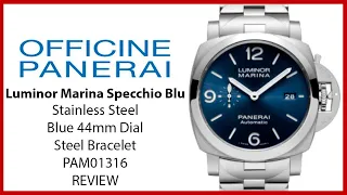 ▶ Panerai Luminor Marina Specchio Blu Stainless Steel 44mm Blue Dial Bracelet PAM01316 - REVIEW