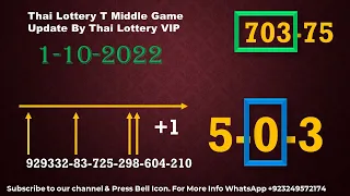 Thai Lottery T Middle Game Update By Thai Lottery VIP 1-10-2022