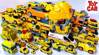 ALL Yellow Bumblebee TRANSFORMERS COLLECTION: Smash Excavator Truck Crane Bus ,Boat Cars Toy Robot