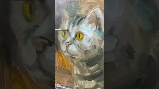 Портрет кошки Никки через пятна, лайфхаки для упрощения работы маслом