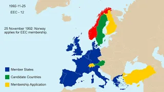 History of the European Union (EU) from 1951 - 2022 - Timelapse - Every Day - Map