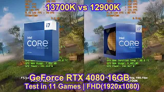 Intel Core i9 12900K vs Core i7 13700K + RTX 4080 16GB - Test in 11 Games | FHD(1920x1080)