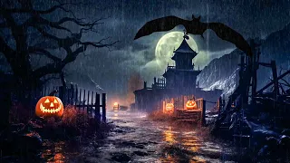 Haunted Village On Halloween Ambience 🌕🦇 Spooky Sounds And Heavy Rain To Relax And Rest