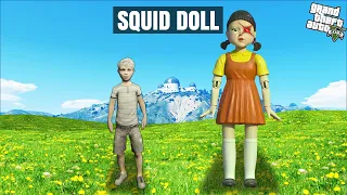 GTA 5 : Adopted By Squid Game Doll in GTA 5 With Shinchan and Franklin