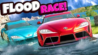 We Raced Fast Cars During an EXTREME FLOODS in BeamNG Drive Mods!