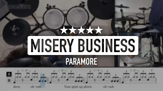 [Lv.16] Misery Business - Paramore (★★★★★) Drum Cover, Tutorial with sheet music