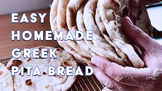 Greek Pita Bread Made at Home - Grilled Flatbread for Dips, Gyros, Shawarma, Doner & Souvlaki